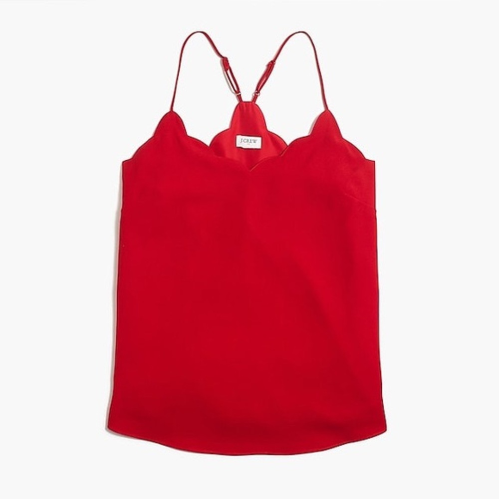 *NWOT* JCrew Scalloped Cami Tanktop in Bright Red Size 8